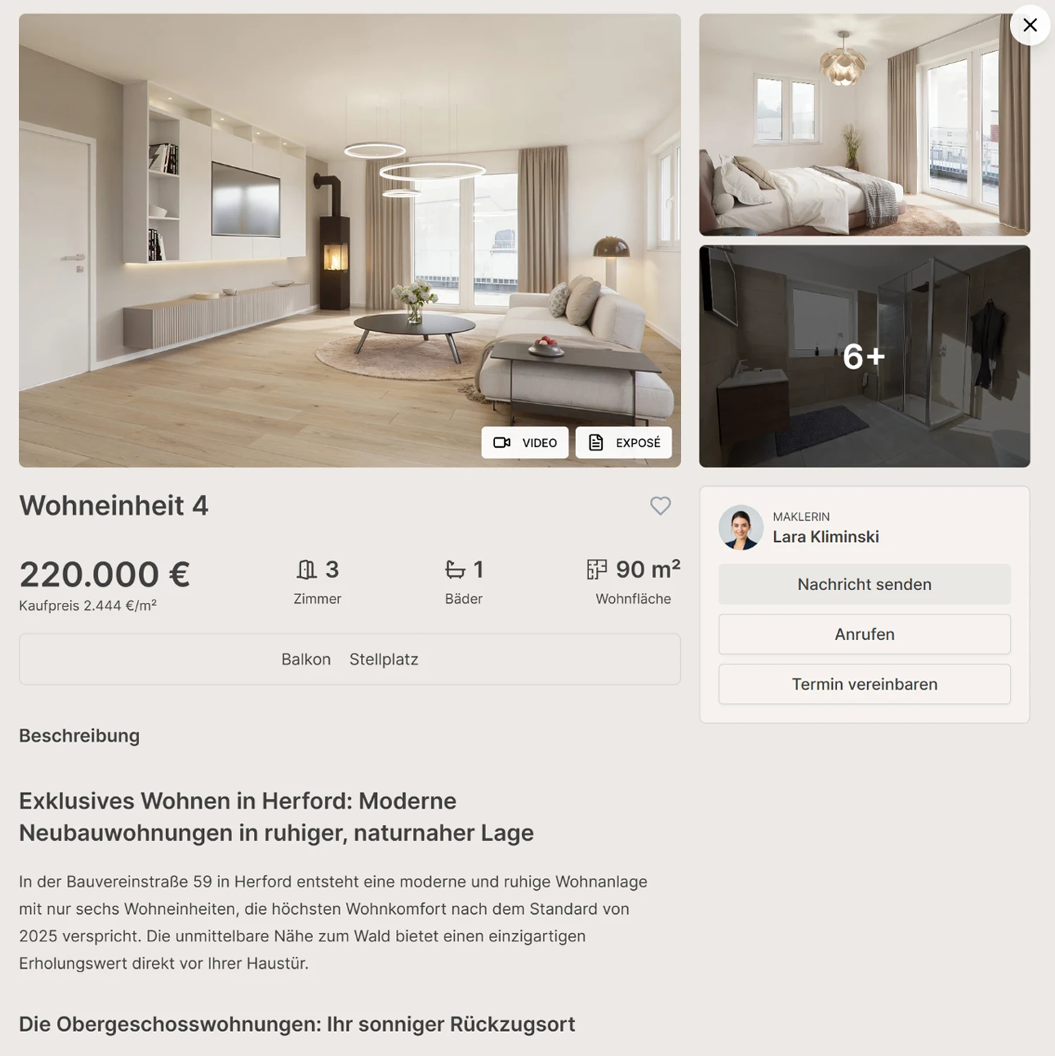Online-Exposé im Flatfinder mit Wohnungsbildern, Ausstattung und Kontaktmöglichkeiten