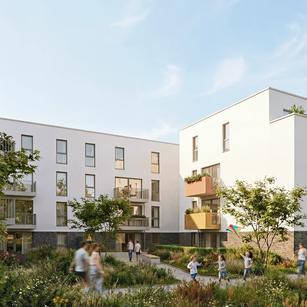 Gartenbereich Wohnquartier Visualisierung