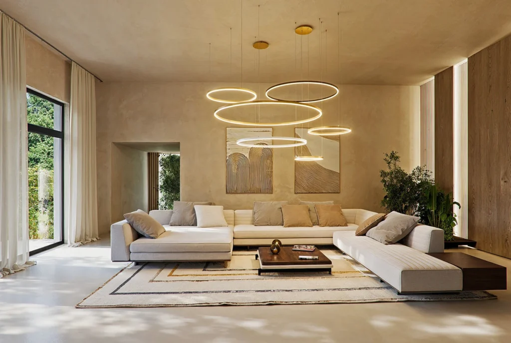 Wohnzimmer mit Designleuchten