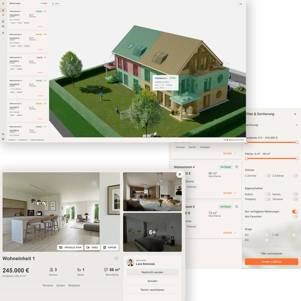 Flatfinder UI Gesamtansicht