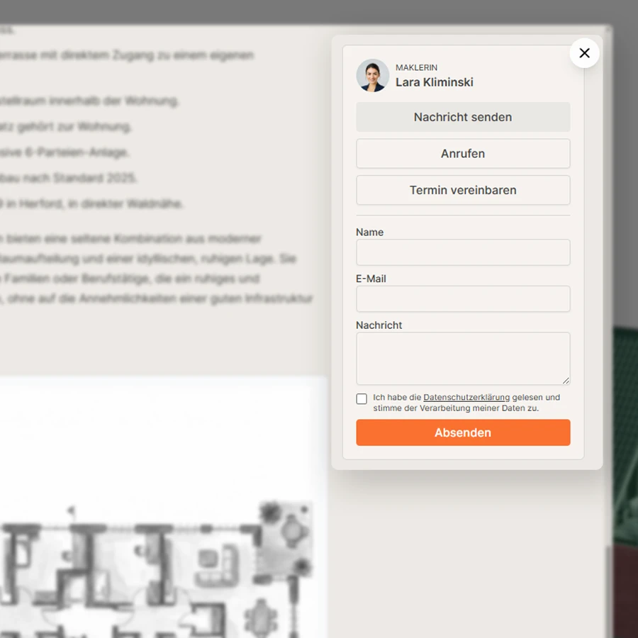 Flatfinder Makler Kontakt UI